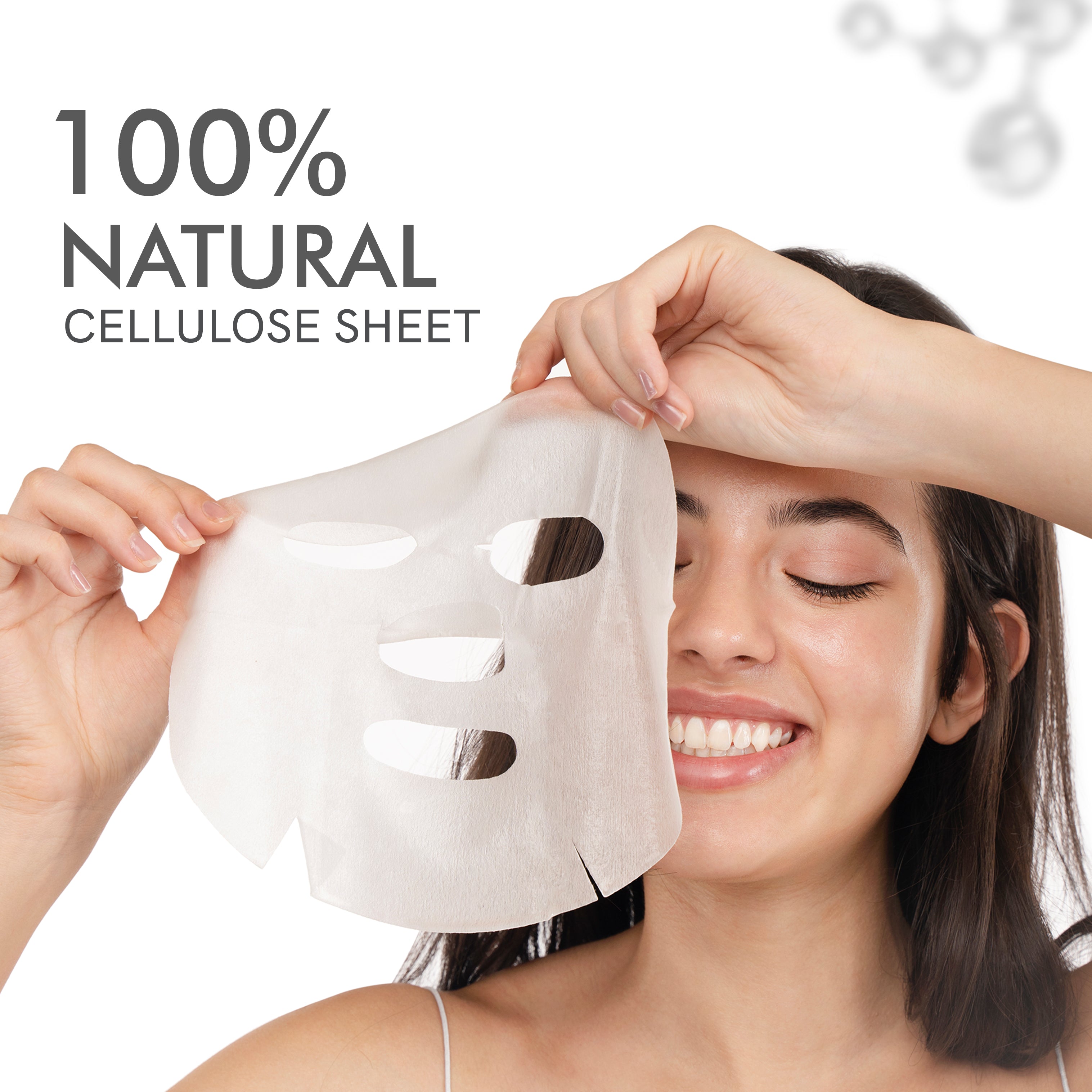 100% natural cellulose brightening sheet mask for healthy, hydrated skin