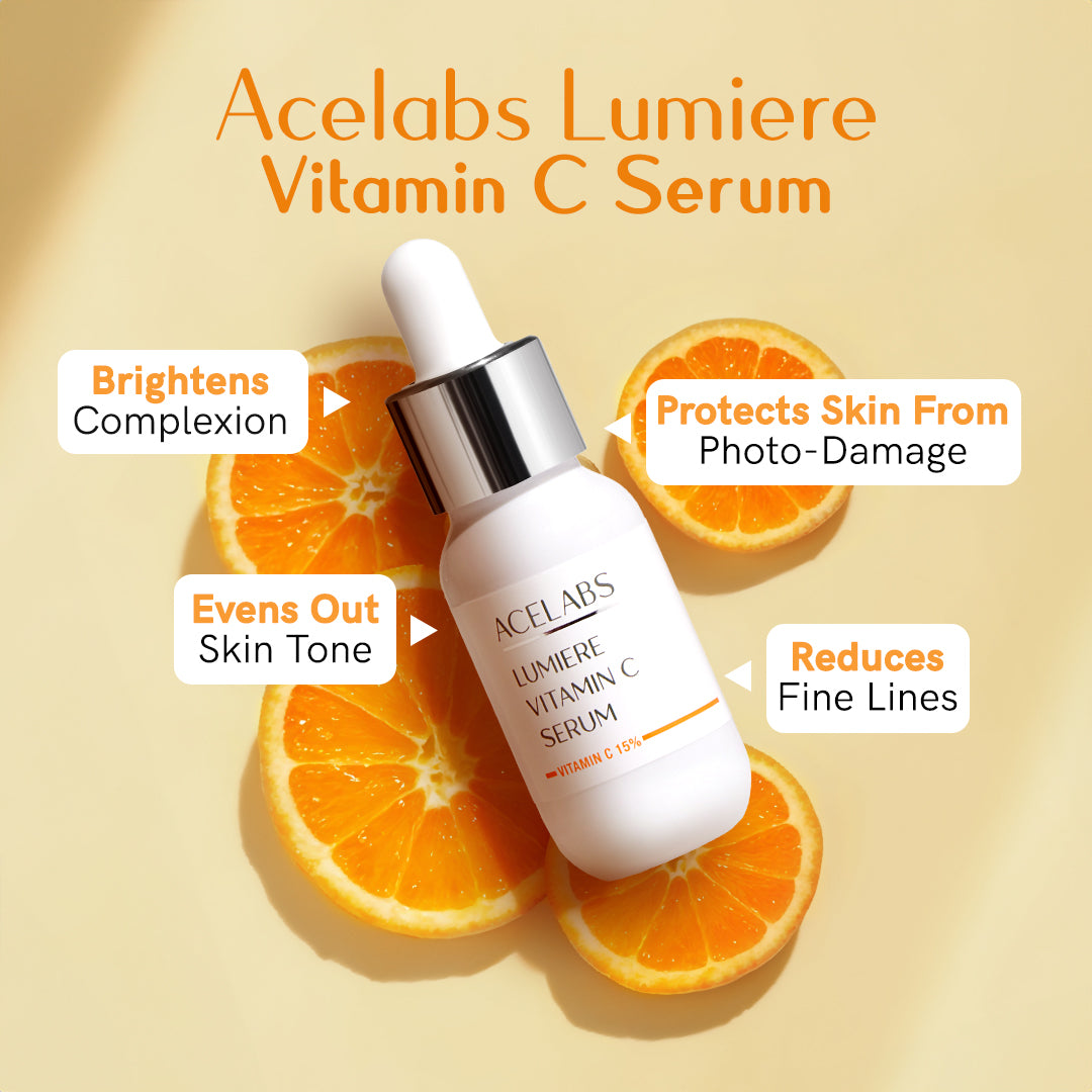 ACELABS Lumiere Vitamin C Serum – face serum for glowing skin that protects from photo-damage and evens skin tone