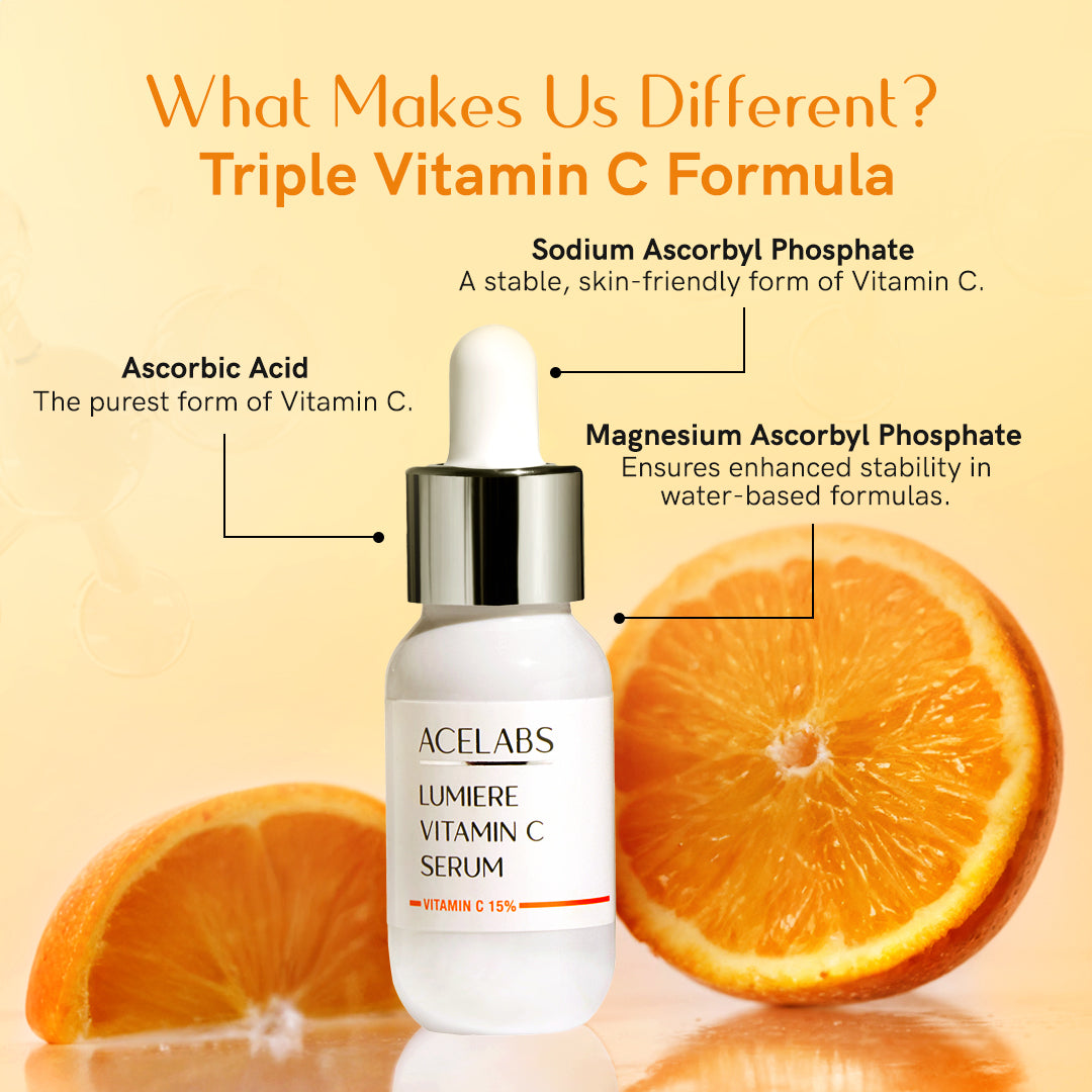 Best vitamin C serum for face – with triple vitamin C formula: Ascorbic Acid, SAP, and MAP for skin brightening and stability