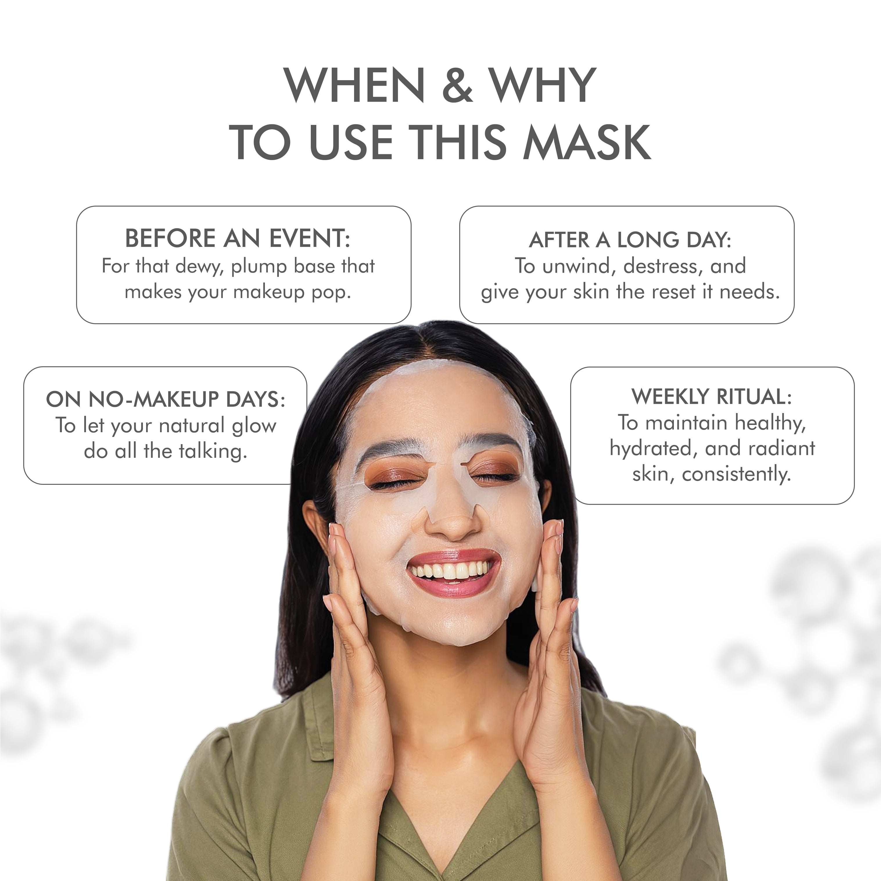 Brightening face mask sheet for glowing skin – use before events, after long days, or as weekly ritual