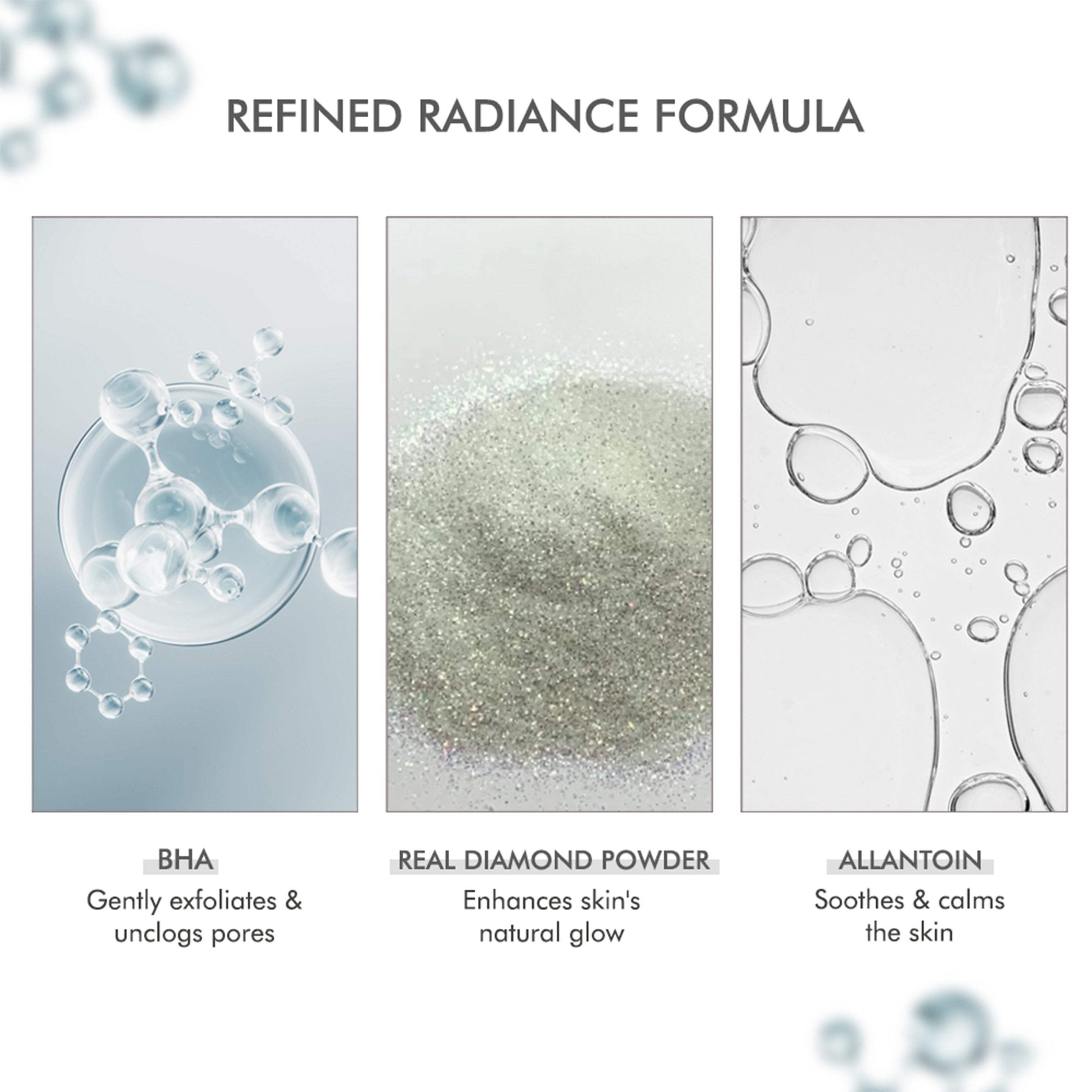 Face cleanser with BHA, real diamond powder, and allantoin – exfoliating cleanser for clear and radiant skin