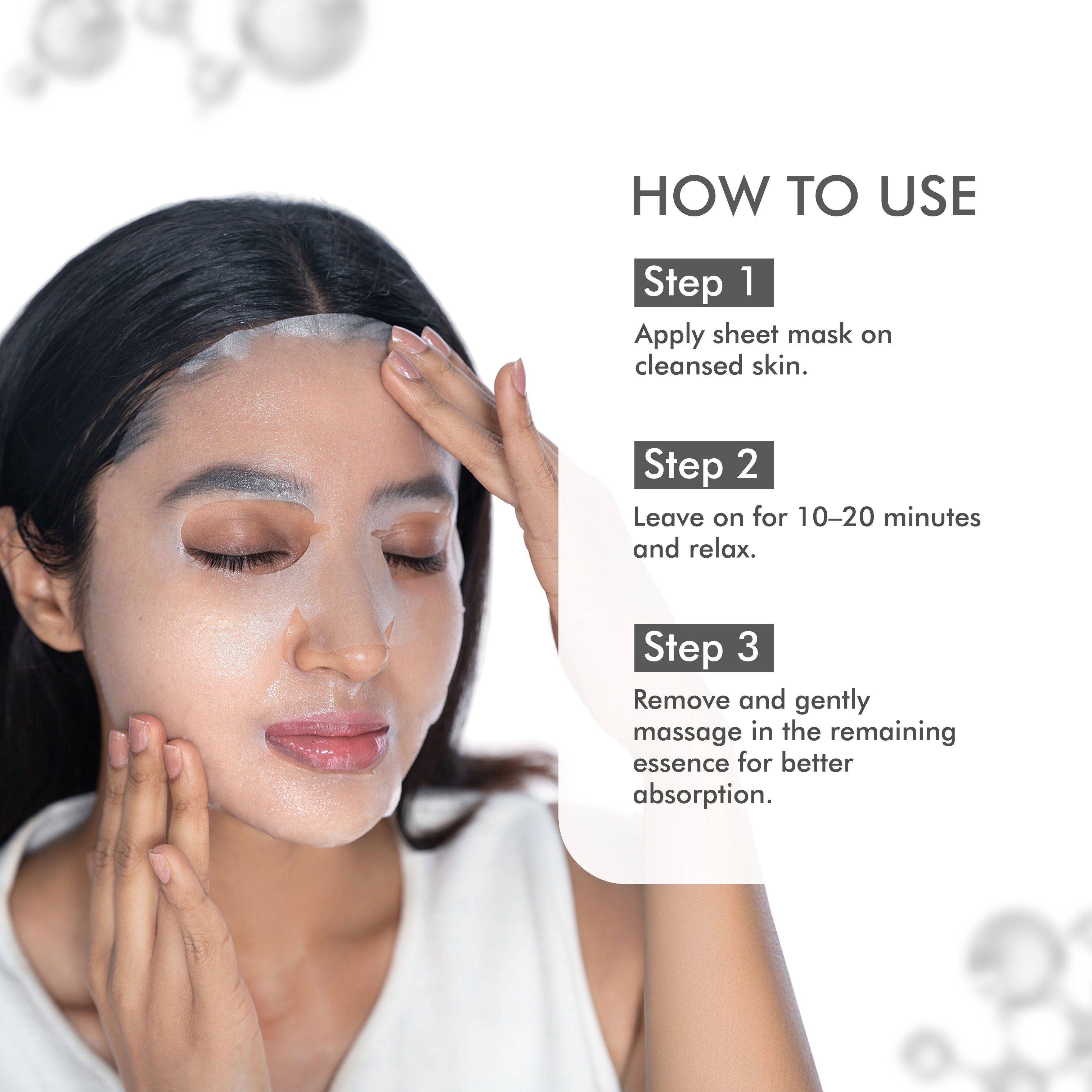 How to use Diamond Luminous Intense Brightening Sheet Mask – apply, relax 20 minutes, massage essence