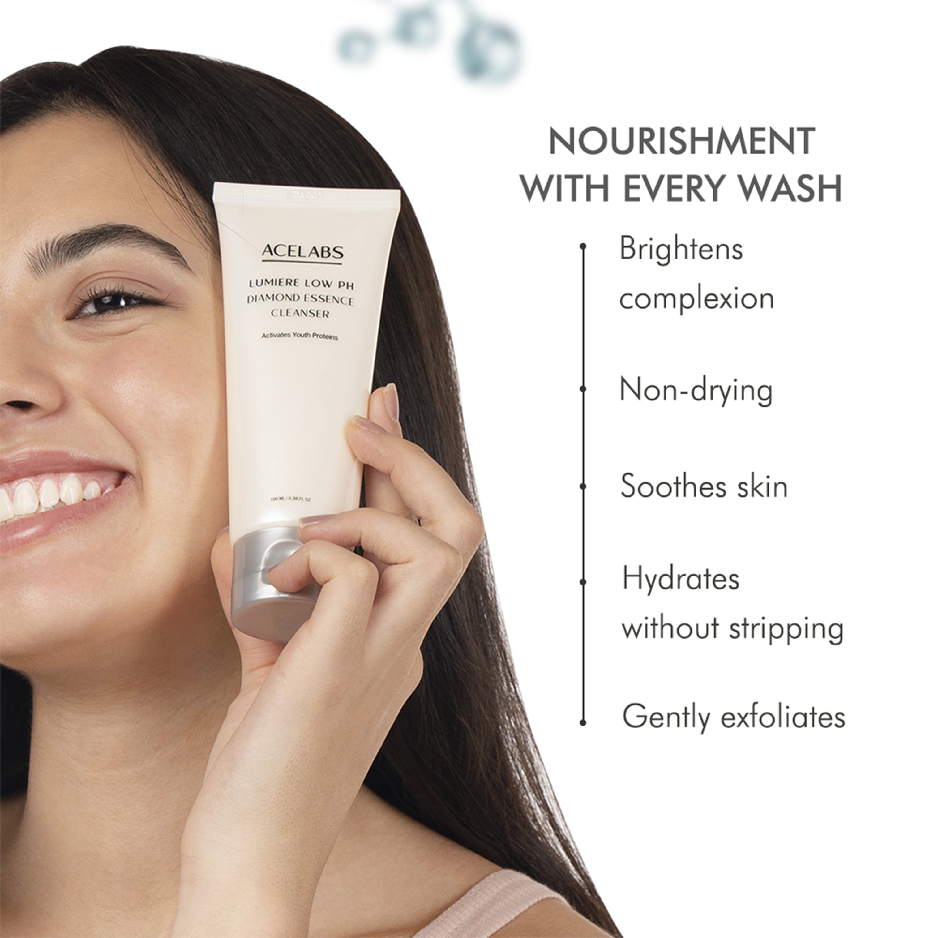 Low pH cleanser that brightens complexion, soothes, hydrates, and gently exfoliates without drying the skin