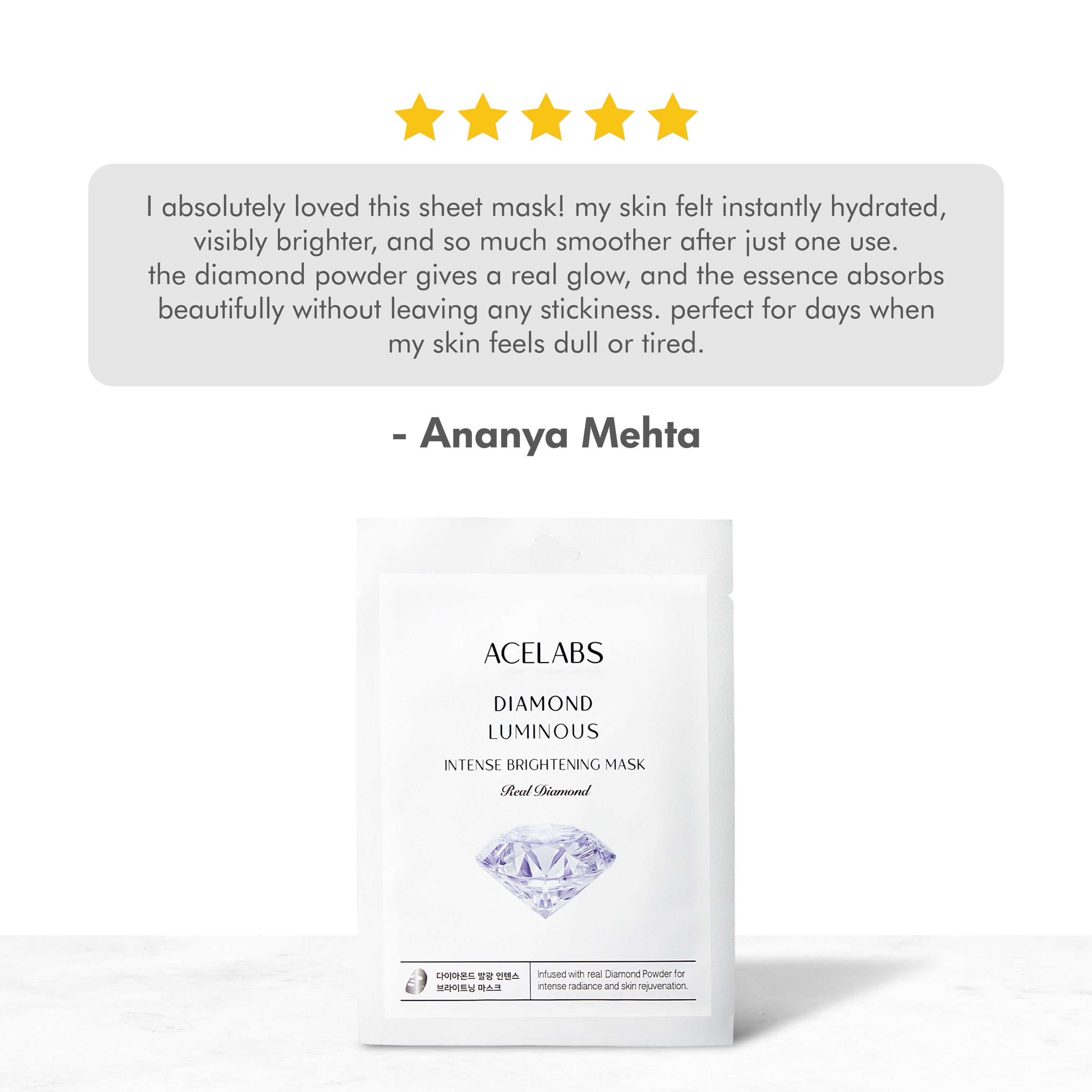 User review of Diamond Luminous brightening face mask – hydrated, brighter, smoother skin after one use