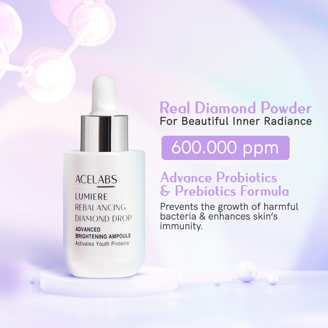 Advanced brightening ampoule with real diamond powder – anti-aging serum that boosts skin immunity with probiotics and prebiotics