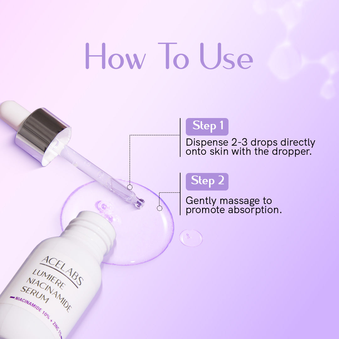 How to apply Lumiere Niacinamide Serum – step-by-step usage guide for targeting acne and dark spots