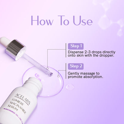 How to apply Lumiere Niacinamide Serum – step-by-step usage guide for targeting acne and dark spots