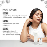 How to use Acelabs Glass Skin Duo – cleanse with Low pH Diamond Essence Cleanser followed by Diamond Drop Serum application
