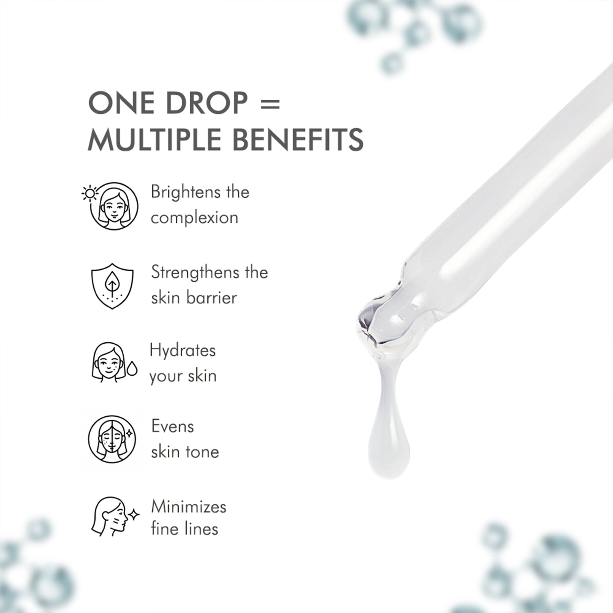 One drop of ACELABS Lumiere Rebalancing Diamond Drop – glass skin serum that brightens complexion, evens tone, hydrates, and reduces fine lines